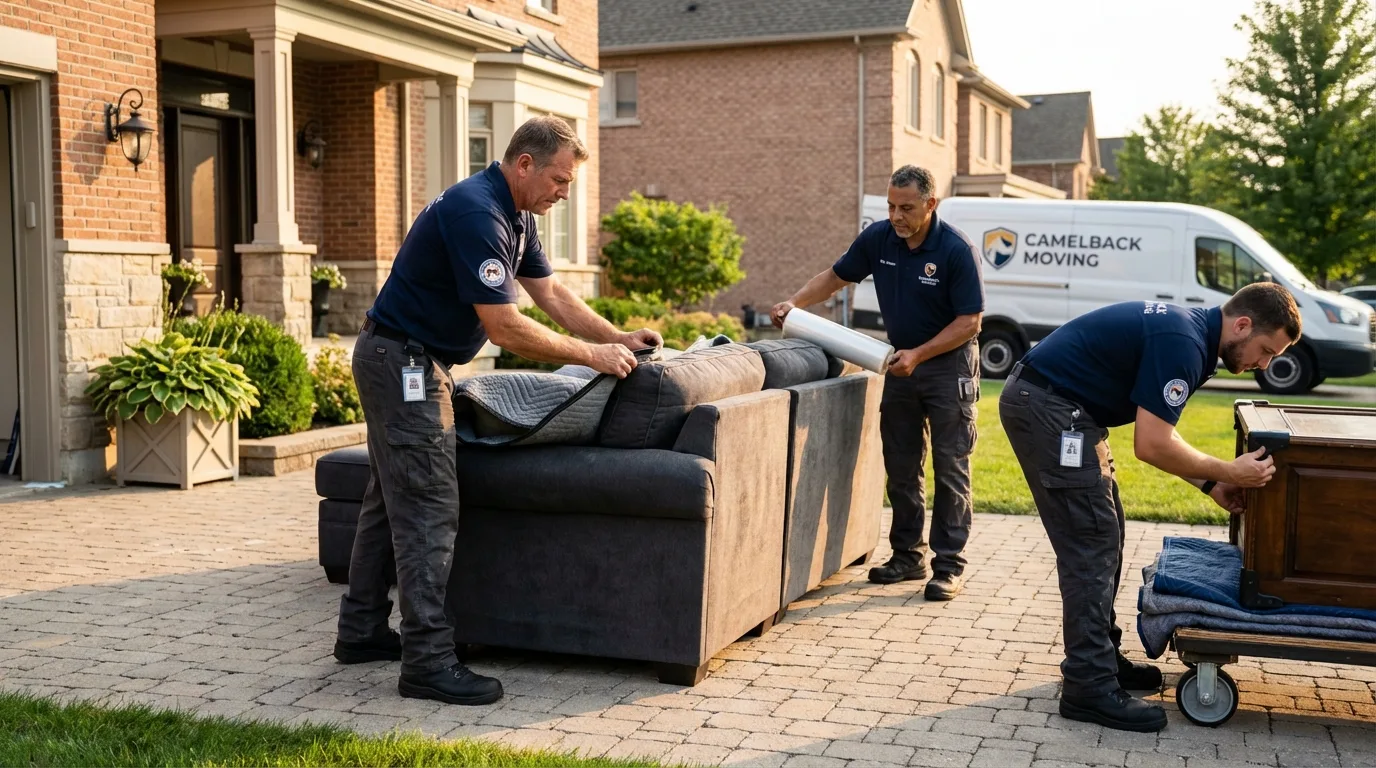 Large estate moving crew wrapping furniture in Holt, MI